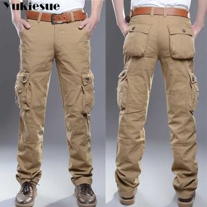 Spodnie taktyczne Męskie Camo Jogger Casual Męskie Cargo Cotton Spodnie Multi Pocket Wojskowy Wojskowy Streetwear Black Urban 210608