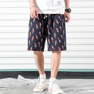 Mannen strand shorts zomer vijfde broek kleurrijke veren afdrukken etnische stijl casual losse plus size M XL mannen