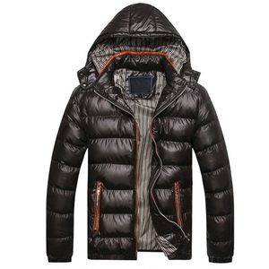 Giacca invernale con cappuccio casual da uomo Solid Warm Mens Cotton Parka Moda maschile spessa giacca termica e cappotto 7XL 211216