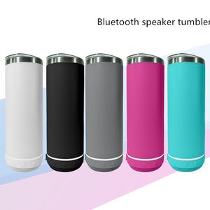 Bicchiere Bluetooth dritto da 20 once Doppia parete Altoparlante wireless intelligente in acciaio inossidabile Bicchieri musicali Logo personalizzato Regalo personalizzato con cannuccia e pennello in METALLO