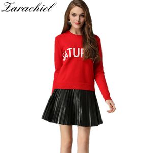 Winter Jacquard Letter Runway What day is today Knitting Rabbit Velvet Pullover Sweater Soft Casual Jumper Tops 210416
