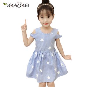 Sterne-Kind-Kleidung großhandel-Kind mädchen kleider sommer stil koreanische kind kleidung sterne weg schulter kleid lässig mode straßenkleid q0716