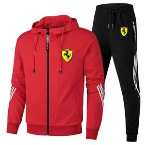 Men's Sports Suit, Hoodie And Pants, Two-piece Suit, Racing Suit, Cardigan, Casual, 2021 Autumn And Winter New Collection G1217