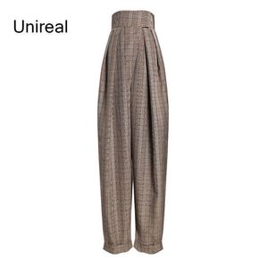 Unireal 2021 Jesień Kobiety Platformy Spodnie Wysokiej Talii Moda Vintage Luźne Casual Harem Spodnie Streetwear Q0801