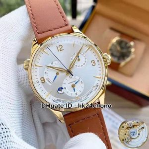 High Quality Master Q4122520 Mens Cal.939 Automatic Watch Golden Case Power Reserve Multiple time zone 42mm Gents Sport Watches Brown Leather Strap