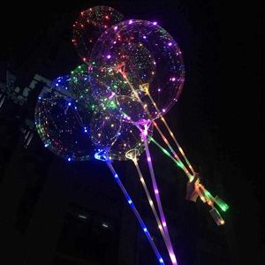 LED Bobo Balloon With 31.5inch Stick 3M String Balloon LED Light Christmas Halloween Birthday Balloons Party Decor Bobo Balloons DHJ57