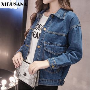 Women Denim Jacket Coat Spring Autumn Fashion Female Casual Blue Long Sleeve Loose Jeans Cowboy Outerwear Basic 210423