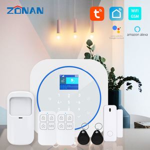 Tuya WiFi GSM Sistema de segurança com detector de fumaça Alexa compatível App Control Smart Home Wireless Wireless Alarm Kits