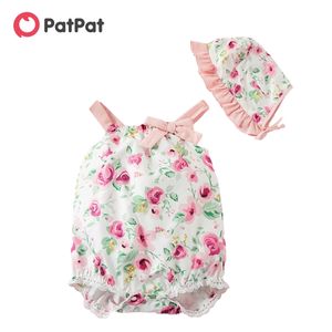 Chegada verão 2 pcs menina sling linda flor macacão bebê gilr roupa 210528