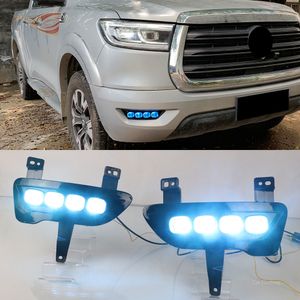 2PCS Car DRL For Great Wall Gun 2019 2020 2021 2022 LED Daytime Running Lights with Turn Signal Yellow Style 12V Day Driving Lights