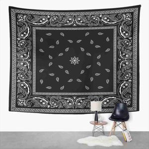 TABESTRYER ELEGANT TAPESTRY Svart bandana blommig för sovrumsrum inredning vägg hängande konst picknick matta strand handduk säng omslag