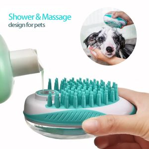 Pet Dog Kot Szczotka do kąpieli 2 w 1 Grzebień masażu Miękkie Silikonowe Prysznic Hair Grooming Narzędzia do czyszczenia