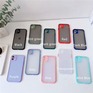 skin feeling phone cases for iphone 12 11 pro max XR XS X 6 7 8 Plus Shockproof matte case Translucent bule black ten colors PC Hard Back Cover