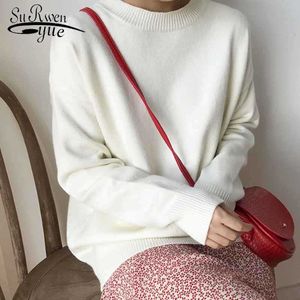 Womens Knitwear 스웨터 가을 o 넥 간단한 여성 스웨터 긴 소매 느슨한 한국 풀오버 두꺼운 겨울 옷 10608 210527
