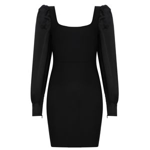Женская вечеринка сексуальная черная дама одежда с длинным рукавом летние бодиконки винтажное платье повязка элегантный клуб Vestidos 210515
