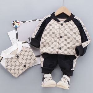 2021 primavera garoto menino menina marca marca casual jaqueta zip jaqueta sportswear letra conjuntos de roupas infantis calças de bebê 1 2 3 4 5Y