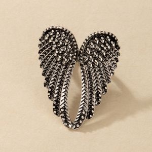 Fashion Angel Wings Ring Punk Biker Jewelry Antique Gold Color Vintage Rhinestone Rings for Men Women