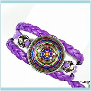 Gioielli con ciondoli Braccialetti con ciondoli 1Pc Stile Bandana Bracciale Mandala Fiore Buddismo Zen Catena a mano in vetro per le donne Ragazze Consegna 1 goccia 2021 2S