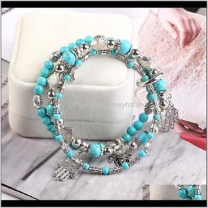 Rock Crystal Quartz Multilayer Blue Beads Pendant For Women Cuff Fashion Woman Ornaments Natural Stone Bead Armband Qylccd Gulj9 Wjyem