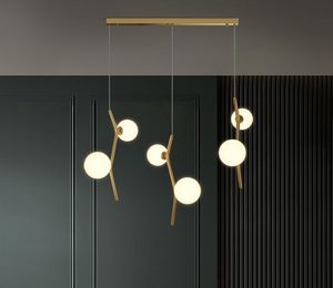 Nordic Brass Led Pendant Lamps Modern Luxury Duplex Building Restaurant Hanging Bar Dining Tables Lightings Fixtures