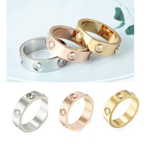 Mode smycken design kärlek skruv ring mens band ringar 6 diamanter designer lyx smycken kvinnor titan stål full diamant guldpläterad craf