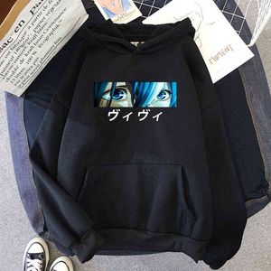 Het anime vivy fluorite ögat sång vivy öga tryckta hoodies kvinnor 2021 vår höst mode streetwear pullovers färger kläder y0820