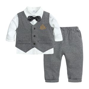 Set da 4 pezzi per neonato con camicia, cravatta, gilet e pantaloni