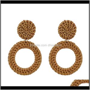 Dangle & Chandelier Jewelry Delivery 2021 Handmade Round Pendant Drop For Ethnic India Women Acrylic Hanging Rattan St Weave Knit Vine Earrin