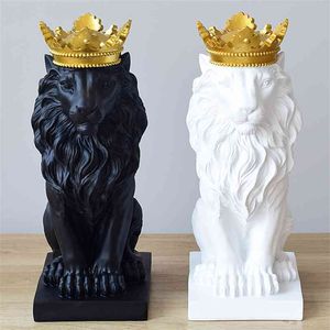 Lion Decorative Statues For Decoration Statue Nordic Resin Figurine/Sculpture Model Animal Abstract Home 210827