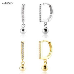 Wholesale tiny silver beads for sale - Group buy ANDYWEN Sterling Silver Beads Pendiente Drop Earring Women Fine Jewelry Clips Piercing mm Tiny Dangle Rock