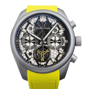 2022 Nieuwe Heren Horloges Zwart Staalkoffer Rubber Riem Racing Watch Tourbillon Dial Sport Japan VK Quartz Multifunctionele Chronograph Kalender Horloges Montre