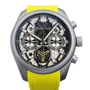 2022 NUOVI orologi da uomo cassa in acciaio nero cinturino in caucciù orologio da corsa quadrante Tourbillon sport giappone vk quarzo calendario cronografo multifunzionale orologi da polso Montre