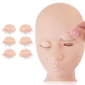 Falska ögonfransar Träning Mannequin Head Eyelash Extension Practice Modell Ersättnings Silicone Avtagbara ögonlock Makeup Tools