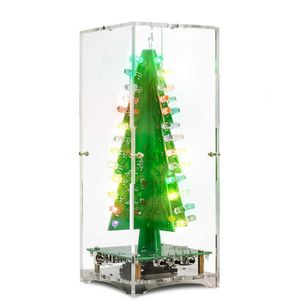 Solder Electronics großhandel-Weihnachtsdekorationen D Baum Musik Box Lötungspraxis Projekt DIY Elektronische Wissenschaft Montieren Sie Kit mit Farben Blitzlicht