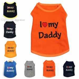 16 colori Abbigliamento per cani Camicie I Love My Mom Mommy Dad Daddy Sublimation Clothes Summer Ventilation Doggy Slogan Costume Cute Heart Vest per cani di piccola taglia T-Shirt S Grigio A46