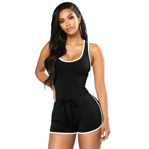 Women Sleeveless Jumpsuits Shorts Racerback Tank Top Bodycon Romper Summer Sportwear