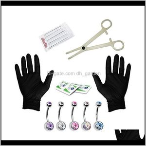 Other Jewelry Drop Delivery 2021 15Pcs Kit Belly Navel Bar Nose Ear Lip Eyebrow Maker Gloves Set 14G Needle Tool Body Piercing Rkhbn