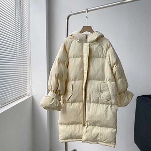 冬の韓国の厚いフード付きジャケット3色のコットンコート女性の袖の袖の長いパンの特大の暖かい210607