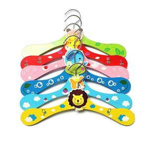 50pcs Cute Cartoon Animals Pet Dog Wooden Hanger Kids Clothes Baby Children 6 Styles Hangers DH5999