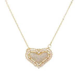 Naszyjniki wisiorek daihe luksusowe złoto kolorowe serce Naszyjnik Kobiety powodzenia kryształ 3a cyrkonia miedziana miłosna biżuteria prezentowa