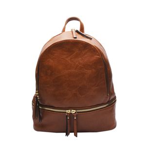 Brown Faux Leather Women Backpack 8pcs Lot USA Local Warehouse Zipper Forever Glam Brown Solid Backpacks With Two Shoulders DOMIL106-1916