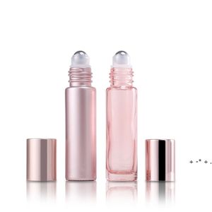 10ML 5ML Rose Gold Essential Oil Bottle Glass Roll On Perfume Crystal Roller Ball Bottles LLA10549