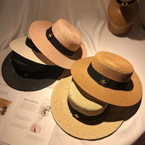Projektant czapka kapelusz typu Bucket moda mężczyzna kobiet dopasowane czapki wysokiej jakości słomiane czapki przeciwsłoneczne pszczoła
