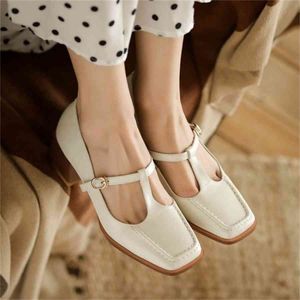 Wiosenne buty damskie Soft Heel Retro Mary Jane Pojedyncze buty Plac Toe i Chunky Peel Pompy 5 cm Buty plus rozmiar 34-43