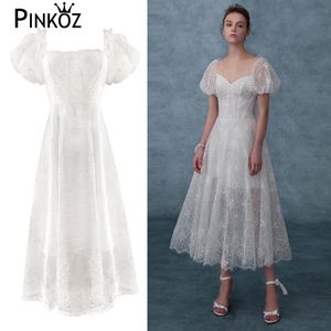 Runway Designer Dress Sleeve Square Neck Charming Robe De Mariee With Sash Embroideried Beach Rustic Celebrity Style 210421