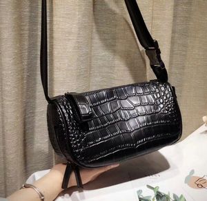 Women fashion shoulder bags soft crocodile grain leather Cross body zipper pockets large volume wide smooth belt cost prices on sale