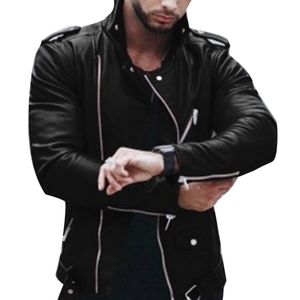 Jaquetas de couro homens outono manga longa stand colar jackets de inverno zipper mont um vinho preto vermelho casacos xxl 5xl