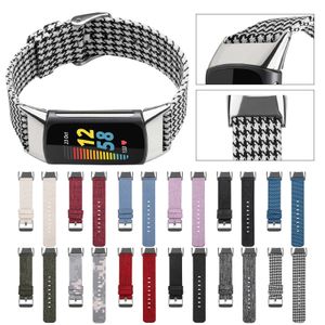 Classic Canvas Straps Watchband Soft Bands Bracelet Sport Strap For Fitbit Charge 5 Charge5 Watch Replacement Smart Accessories