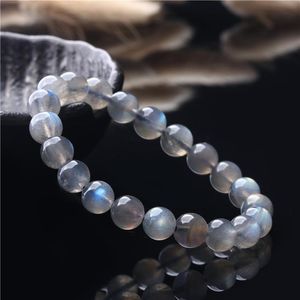 Graue Kristallperlen großhandel-Natürliches graues Mondschein Armband Labradorit Blaue DIY Mode Zubehör Kristall Perlen Stränge
