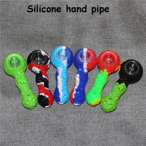 Silicone hand pipe smoke heat-resistant spoon glass bowl smoking oil burner tobacco hooka bong pipes